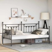 vidaXL Estrutura de cama de dia com cabeceira Preto 90 x 200 cm Aço
