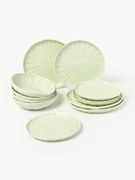 Conjunto de loiça em porcelana com relevo Sali, 4 pessoas, conjunto de 12