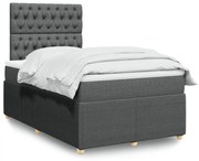 Cama boxspring com colchão 120x190 cm tecido cinzento-escuro