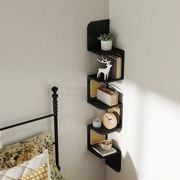 Estante de parede com 5 prateleiras 20 x 20 x 126 cm em preto