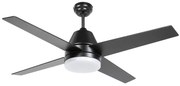 HOMCOM Ventoinha de Teto com Luz 46W Ø129 cm com 4 Lâminas Reversíveis Controlo Remoto 6 Velocidades e Temporizador Preto