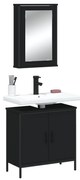 vidaXL 2 pcs conjunto móveis casa de banho derivados de madeira preto