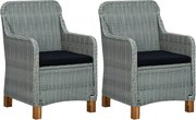 vidaXL Cadeiras de jardim c/ almofadões 2 pcs vime PE cinzento-claro