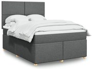 vidaXL Cama com molas/colchão 160x200 cm tecido cinzento-escuro