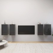 vidaXL Móveis de TV 4 pcs 30,5x30x60 cm contraplacado cinzento brilhante