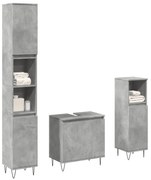 3 pcs conj. móveis casa banho derivados madeira cinza cimento