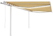 vidaXL Toldo automático LED e sensor de vento 4x3,5 m amarelo e branco
