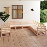 9 pcs conjunto lounge de jardim pinho maciço