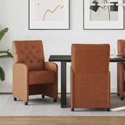 vidaXL Cadeiras de Jantar com Rodas 2 pcs Castanho 58 x 67 x 97 cm