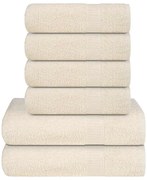 vidaXL 6 pcs Conjunto de toalhas FROGN 360 g/m² creme
