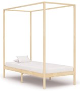 vidaXL Estrutura de cama com toldo 90x200 cm pinho maciço