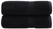 vidaXL Toalhas de rosto premium SOLUND 2 peças pretas 30x30 cm 600 g/m²