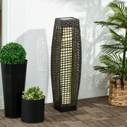 Candeeiro de Jardim de Vime Sintético Candeeiro Solar de Exterior com Luzes LED Ligar/Desligar Automático para Varanda Pátio 21x21x78cm Cinza