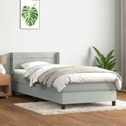 vidaXL Cama com molas/colchão cinzento-claro 80x220 cm veludo