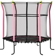 HOMCOM Trampolim para Crianças acima de 3 Anos Cama Elástica Infantil com Rede de Segurança e Estrutura de Aço para Interiores e Exteriores Carga 50kg Ø161x163 cm Rosa