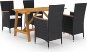 vidaXL 5 pcs conjunto de jantar para jardim preto