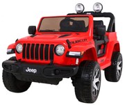 Carro elétrico para Crianças 12V 4x4 Jeep Wrangler Rubicon Rodas de EVA, Assento de couro Vermelho