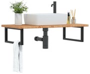 vidaXL Prateleira de parede p/ lavatório aço/madeira carvalho maciça