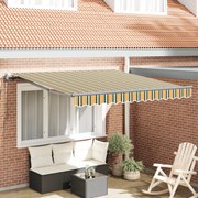 vidaXL Toldo Retrátil Verde e amarelo 300 x 250 cm tecido