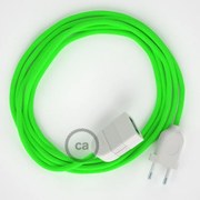 Cabo extensão em Seda Artificial Verde Neon RF06 2P 10A. Fabricado em Itália.