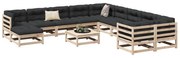 vidaXL 12 pcs conjunto sofás de jardim madeira de pinho maciço