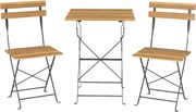 Outsunny Conjunto Bistrô de Jardim 3 Peças, 2 Cadeiras Dobráveis, Mesa Quadrada em Madeira de Acácia, 55x55x71cm, Natural | Aosom Portugal