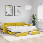 vidaXL Sofá-cama com gavetão e gavetas 80x200 cm veludo amarelo