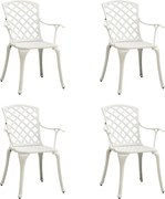 vidaXL Cadeiras de jardim 4 pcs alumínio fundido branco