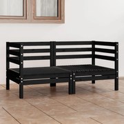 vidaXL Sofá de 2 lugares para jardim pinho maciço preto