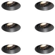 Conjunto de 6 Focos Embutidos Modernos Preto GU10 Redondo Sem Aro - Oneon
