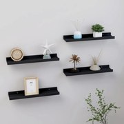 Prateleiras de parede 4 pcs 40x9x3 cm preto