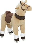 AIYAPLAY Cavalo para crianças, revestimento em tecido, estrutura estável, rodas suaves, cavalo de balanço, 3-5 anos, Marrom | Aosom Portugal