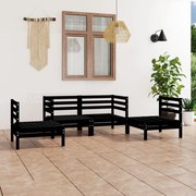 4 pcs conjunto lounge de jardim pinho maciço preto