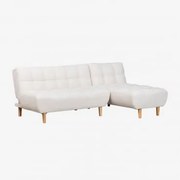 Sofá Cama Chaise Longue De 3 Plazas Madison Chenille Branco Marfim - Sklum