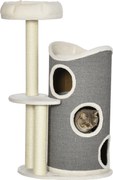 PawHut Arranhador com Cama para Gato e Toca para Arranhar, 60 cm x 44,5 cm x 109 cm, Cinza + Natural + Branco | Aosom Portugal