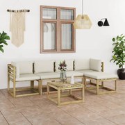 6 pcs conjunto lounge de jardim com almofadões pinho impregnado