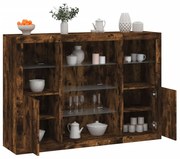 vidaXL Aparadores c/ LEDs 3 pcs derivados de madeira carvalho fumado