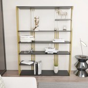Estante Jenny – Antracite e Dourado – 120x160x29,6 cm