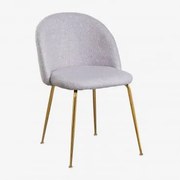 Cadeira De Jantar Em Borreguito Kana Design Gris Claro & Dourado - Sklum