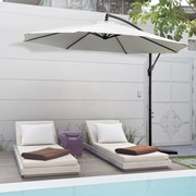 Chapéu de Sol de Jardim Ø300x250cm Chapéu de Sol Excêntrico Inclinável com Manivela Base Cruzada Suporte de Aço e Proteção Solar para Terraço Exterior