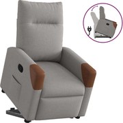 vidaXL Poltrona reclinável elevatória tecido cinzento-acastanhado