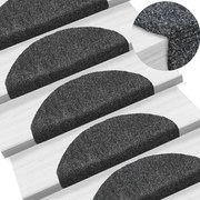 vidaXL Tapetes de escada autoadesivos 10 peças 65x21x4 cm cinza escuro semicircular grande