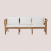 Sofá De Jardim Modular Filips De 3 Peças Com Braços Em Madeira De Acácia Gardénia Branco - Sklum