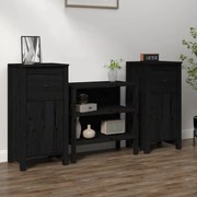 vidaXL Aparadores 2 pcs 40x35x80 cm madeira de pinho maciça preto