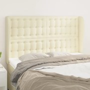 vidaXL Cabeceira cama c/ abas couro artificial 147x23x118/128 cm creme