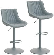 HOMCOM Conjunto de 2 Bancos de Bar Bancos Altos de Cozinha Giratórios com Altura Ajustável e Couro Sintético 47,5x54x92-110 cm Cinzento | Aosom Portugal
