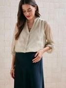 Agora -20%: Camisa em tule e Lurex®, para grávida dourado