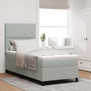 Cama Box com Colchão vidaXL Cinza Claro 90x200 cm Veludo