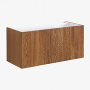 Conjunto De Móvel De Casa De Banho Em Madeira Com Lavatório Integrado Fiore Madeira Escura & Sem Espelho & Sem Torneira - Sklum