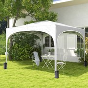 Tenda Dobrável 3x3 cm Tenda de Jardim com Altura Ajustável Bolsa de Transporte Tecido Anti-UV e Sacos de Areia Branco